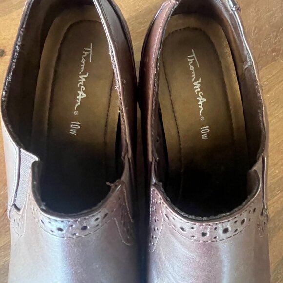 Thom McAn Brown Leather Slip-on Booties Chunky Heels Women's Size 10 W - Picture 7 of 11
